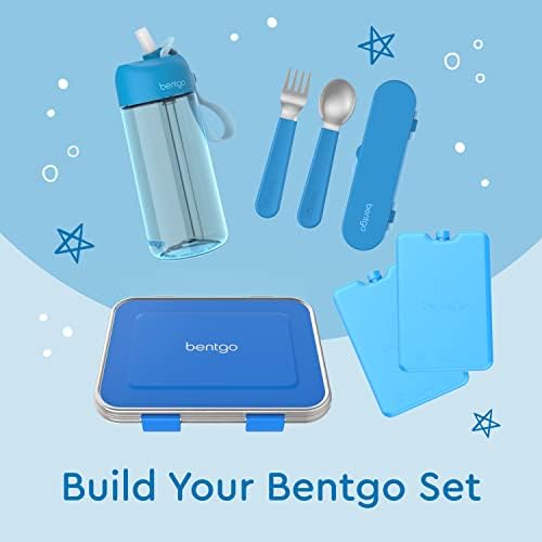 Bentgo Kids Stainless Steel Utensil Set - Fork Spoon Storage Case Blue