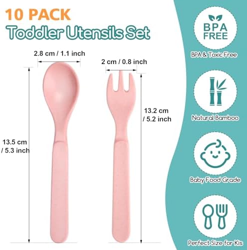 Bamboo Toddler Utensils Set Self Feeding BPA Free