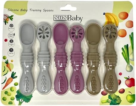 6 Pack Baby Led Weaning Silicone Folding Baby Spoon Set Purple