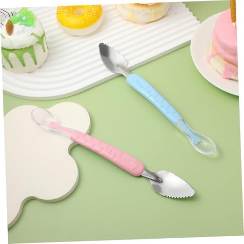 Double-Headed Stainless Steel Silicone Baby Spoon for Fruit Scraping