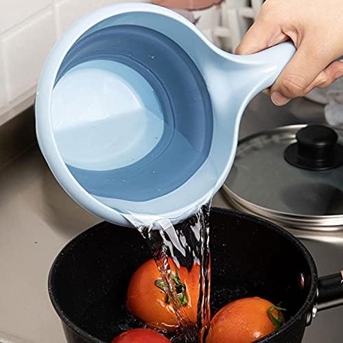 NPQPNAFC Folding Plastic Long-Handle Water Scoop for Fruit Vegetable Washing