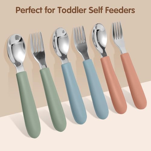 Eascrozn Toddlers Safe Sturdy Kids Utensils Set - Dishwasher BPA-Free