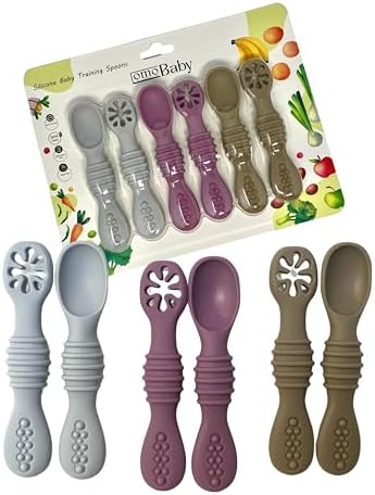 6 Pack Baby Led Weaning Silicone Folding Baby Spoon Set Purple
