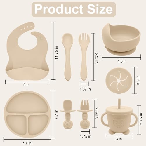 Munlinder Silicone Baby Feeding Set Beige