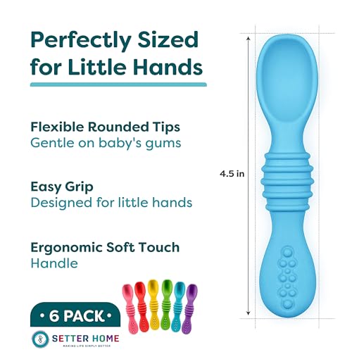 6-Pack Silicone Baby Spoons Self-Feeding Training Spoons for Infants Toddler