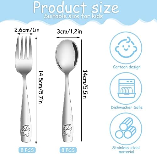 Stainless Steel Kids Silverware Set with Cute Bear Engraving