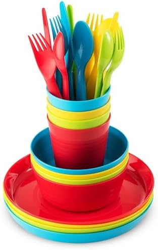 PLASKIDY Kids Dinnerware Set 24 Piece BPA Free