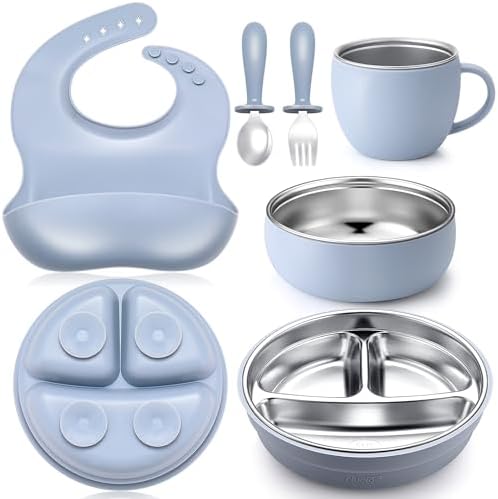 6-Piece Stainless Steel Plates Bowls Set for Kids