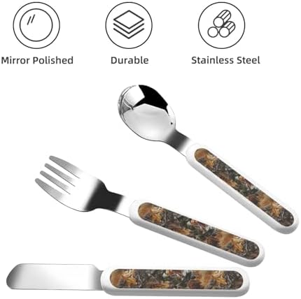 Hunting Deer Bear Moose print Flatware Set with Travel Case