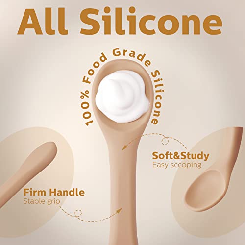 Five Silicone Baby Spoons for Toddlers Self-Feeding Heat Resistant