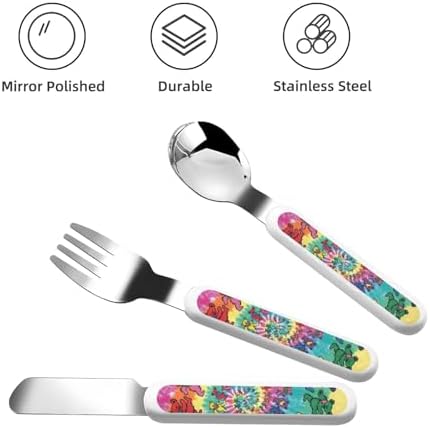 Dancing Thanksgiving Bear Print Stainless Steel Utensil Set with Travel Case
