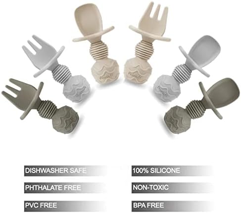 Silicone Baby Spoons and Forks for 3-Month-olds