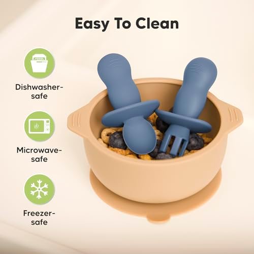 4-Pack Silicone Baby Spoon Fork Set - Safe for Teething BLW