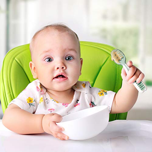 NumNum BPA-Free Silicone Toddler Spoons 2-Pack 6 Months GrayGreen