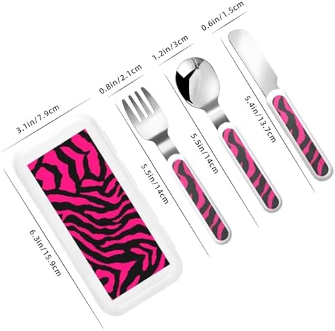 Zebra Tiger Leopard Pink Print Stainless Steel Flatware Set with Travel Case