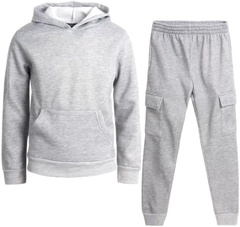 Quadrillion Boys Fleece Jogger Set - Pullover Cargo Pants 8-18