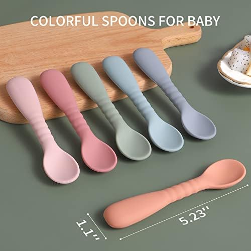 MEFAN Silicone Baby Feeding Spoon Set 6 Pack