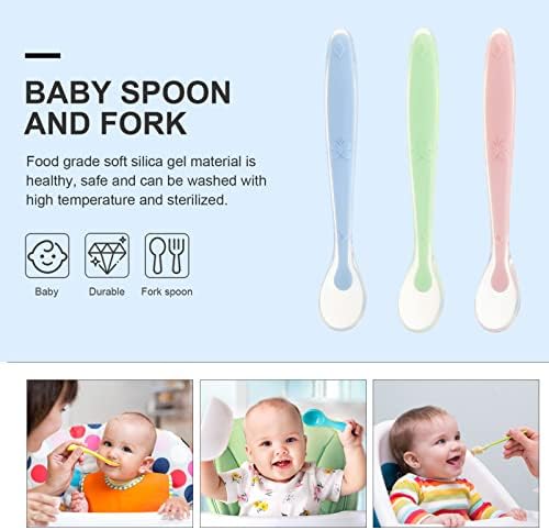 3-Piece Baby Silicone Spoon Set for First Feeding