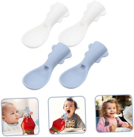 CHILDWEET 4pcs Silicone Spoon Attachment Set for Pouches