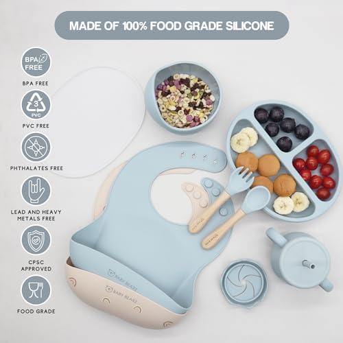 Adjustable Silicone Baby Feeding Set for 6 Months Old Blue