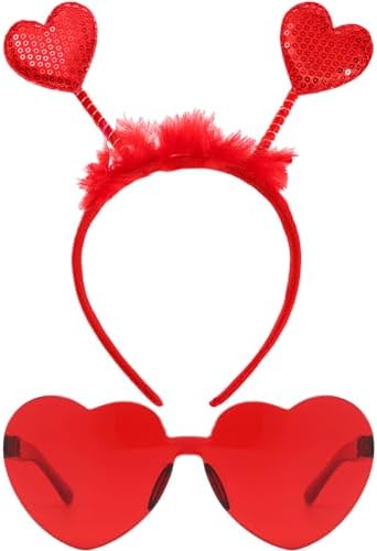 ROMANTIC HEADBAND AND HEART-SHAPED GLASSES SET