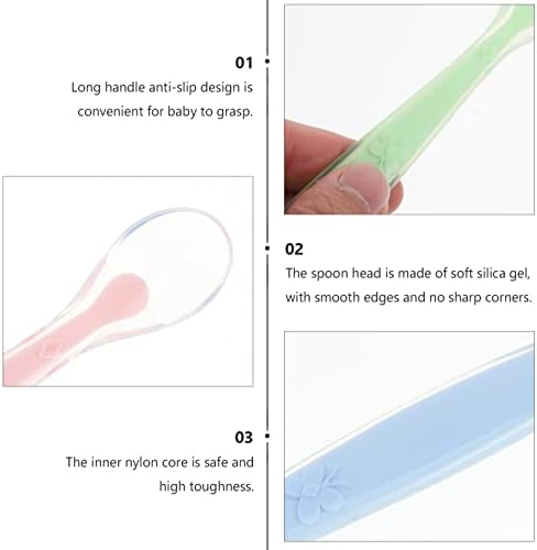 3-Piece Baby Silicone Spoon Set for First Feeding
