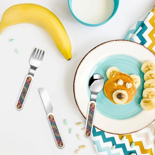 Bear Dancing Tie Dye Print Flatware Set with Case Dishwasher BPA-Free