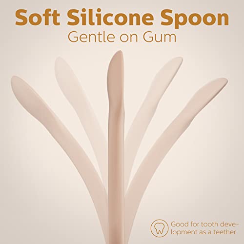 Five Silicone Baby Spoons for Toddlers Self-Feeding Heat Resistant