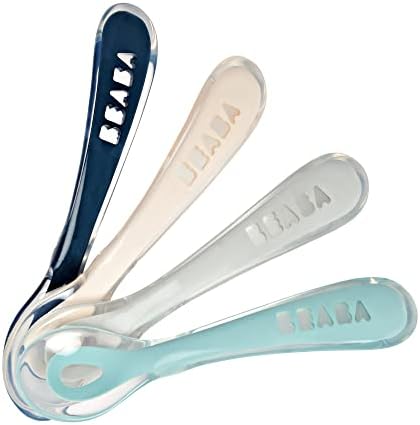 Beaba Toddler Self-Feeding Silicone Spoons 4-Pack Drizzle
