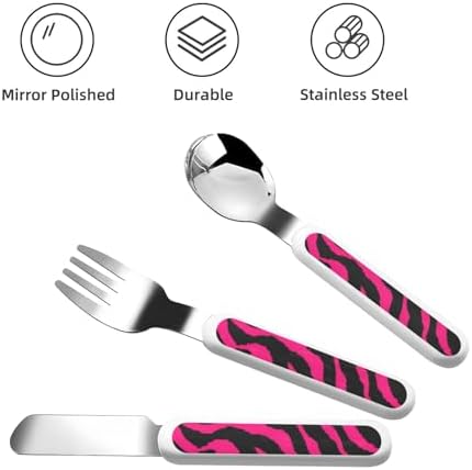 Zebra Tiger Leopard Pink Print Stainless Steel Flatware Set with Travel Case