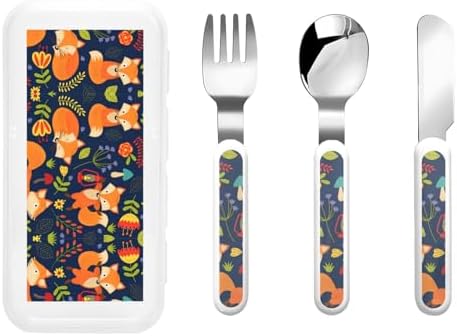 Stainless Steel Animal Fox Flatware Set with Travel Case
