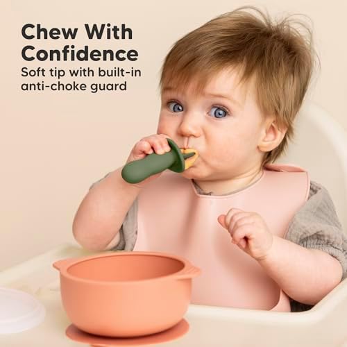 4-Pack Silicone Baby Spoon Fork Set - Safe for Teething BLW