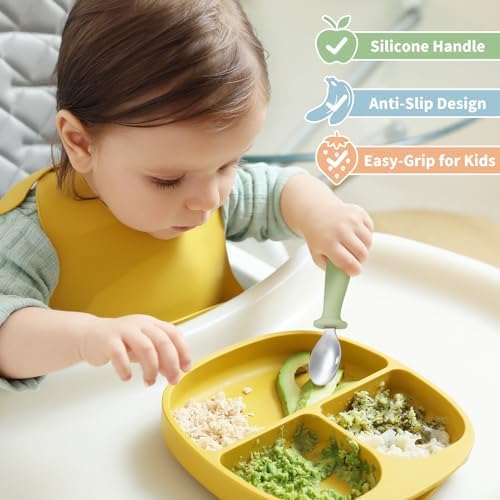 DRKIO 8-Piece Toddler Utensil Set with Silicone Handle