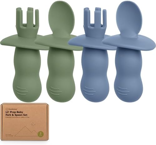 4-Pack Silicone Baby Spoon Fork Set - Safe for Teething BLW