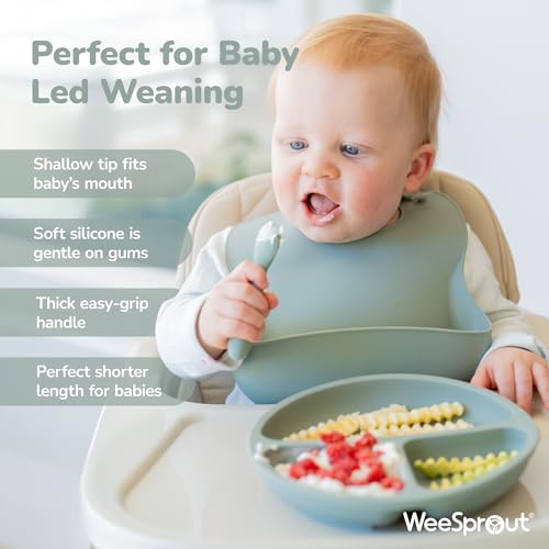 WeeSprout - 3-Piece Baby Spoons for Self-Feeding Gentle on Gums Teeth