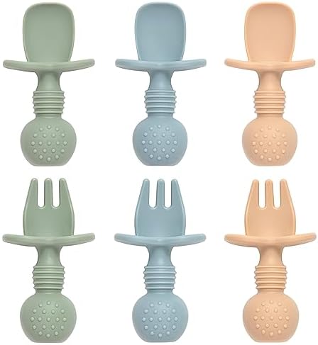 Baby Essentials 6-Piece Silicone Spoons Forks for Toddler Weaning