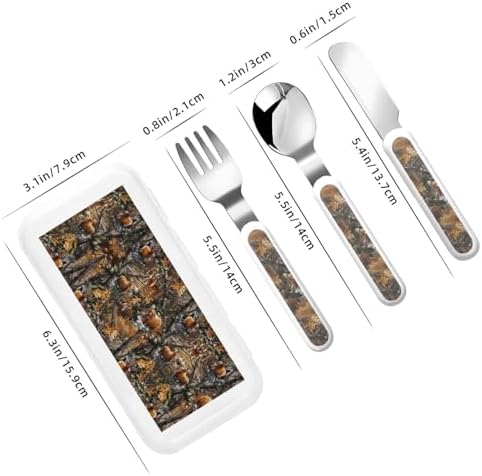Hunting Deer Bear Moose print Flatware Set with Travel Case
