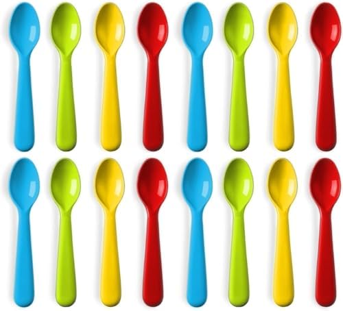 BPA-Free Plastic Toddler Spoons Set of 16 for Kids and Toddlers