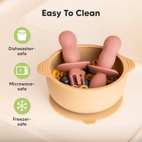 KeaBabies 4-Pack Silicone Baby Spoon Fork Set with Freezer Tray