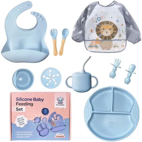NOVABABY Silicone Baby Feeding Set with Suction Plate and Bowl