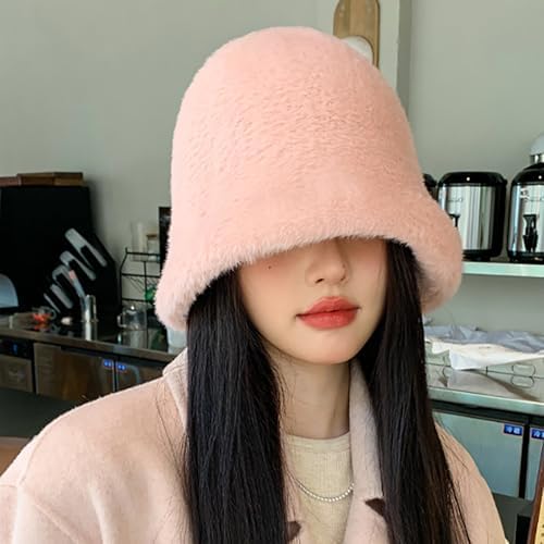 HGps8w Winter Fuzzy Bucket Hat Warm Stylish