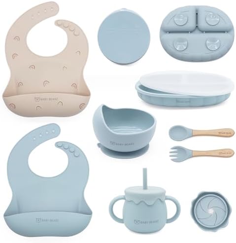 Adjustable Silicone Baby Feeding Set for 6 Months Old Blue