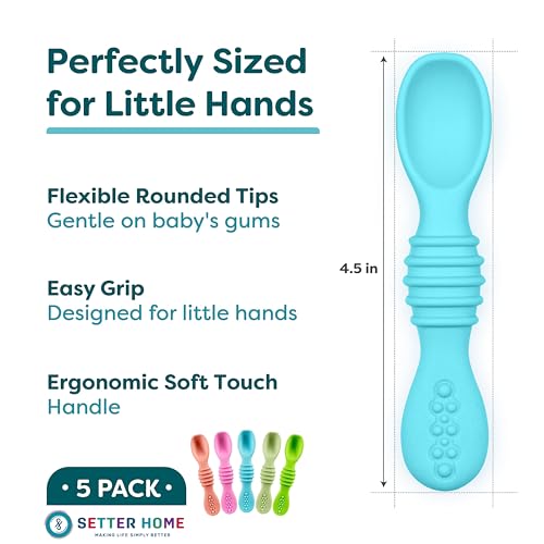 Sturdy soft BPA-free silicone baby spoons Self-feeding 6-12 months