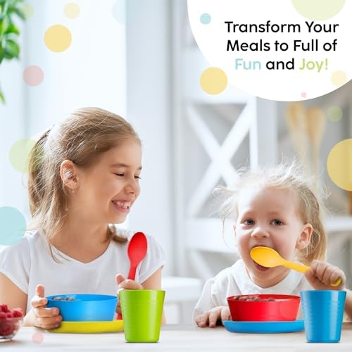 PLASKIDY Kids Dinnerware Set 24 Piece BPA Free