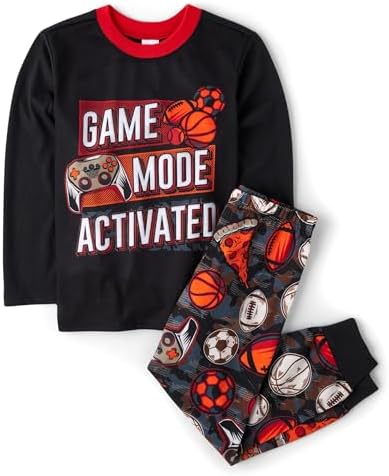 boys long sleeveTop and Pants Set Flame-Resistant Sleepwear for Boys