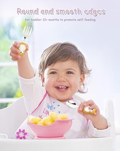 Toddler Utensils Set with Case 1810 Stainless Steel 12 Months 2 Pack BearDog