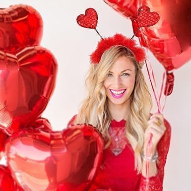 Vibrant Valentines Day Red Heart Headband