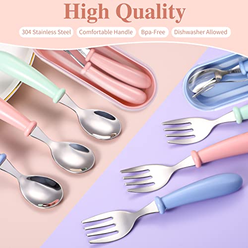 Stainless Steel Toddler Utensils with Storage Box for Safe Dining