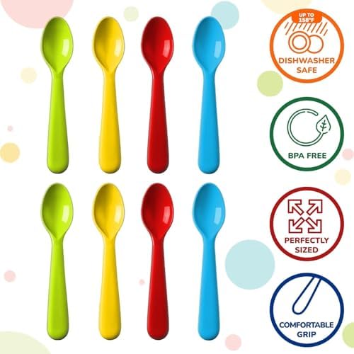 BPA-Free Plastic Toddler Spoons Set of 16 for Kids and Toddlers