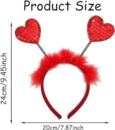 Vibrant Valentines Day Red Heart Headband